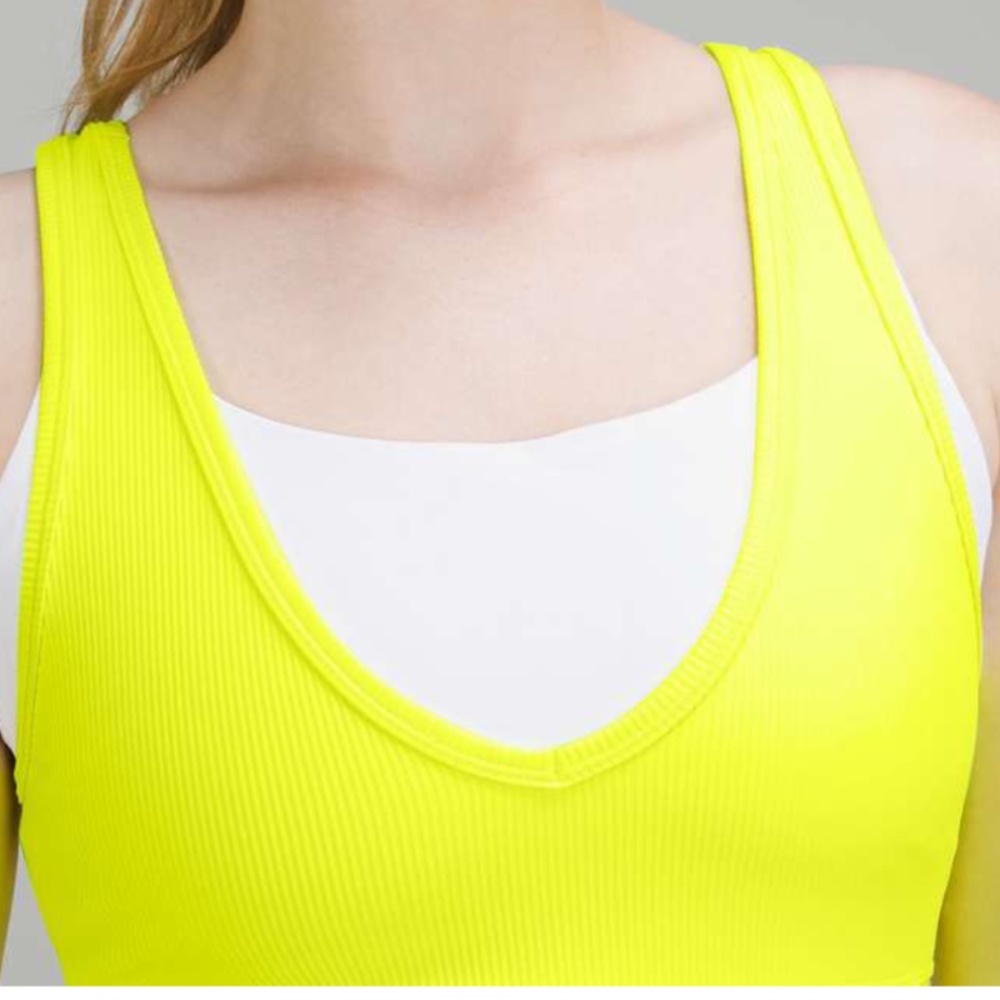 lululemon Power Pivot Ribbed Tank Top in Highlight Yellow sz 4 - Picture 3 of 4
